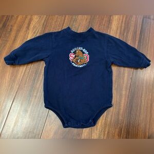 Scooby Doo Hanna Barbera vintage 2000 embroidered football long sleeve onesie